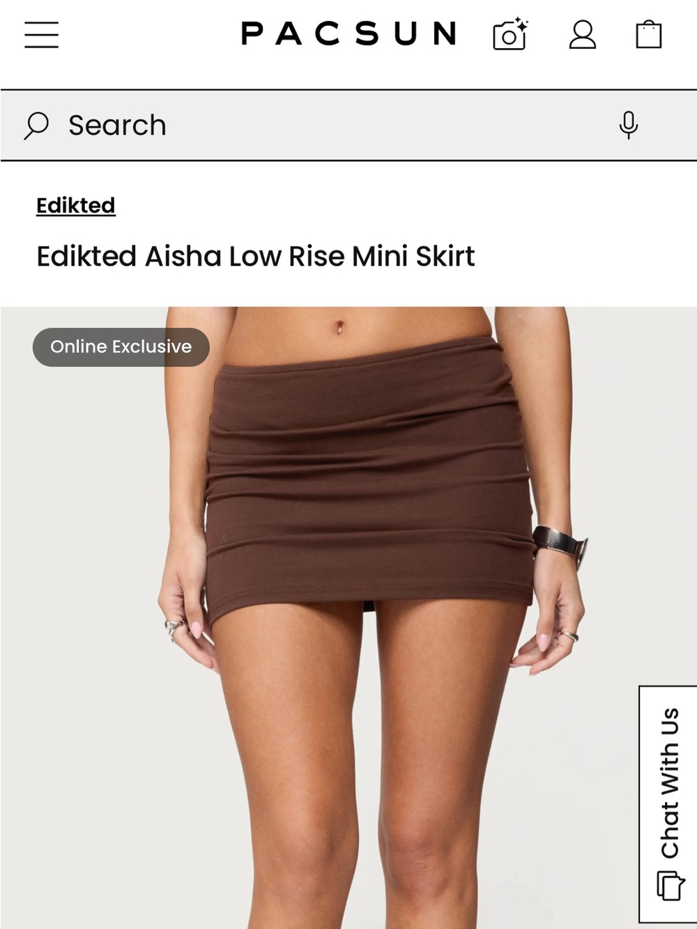 Edikted Brown Low Rise Mini Skirt